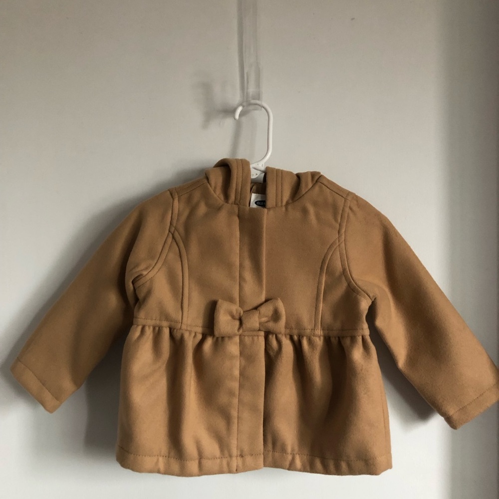 Infant/Toddler Girls Tan Lightweight Bow Coat